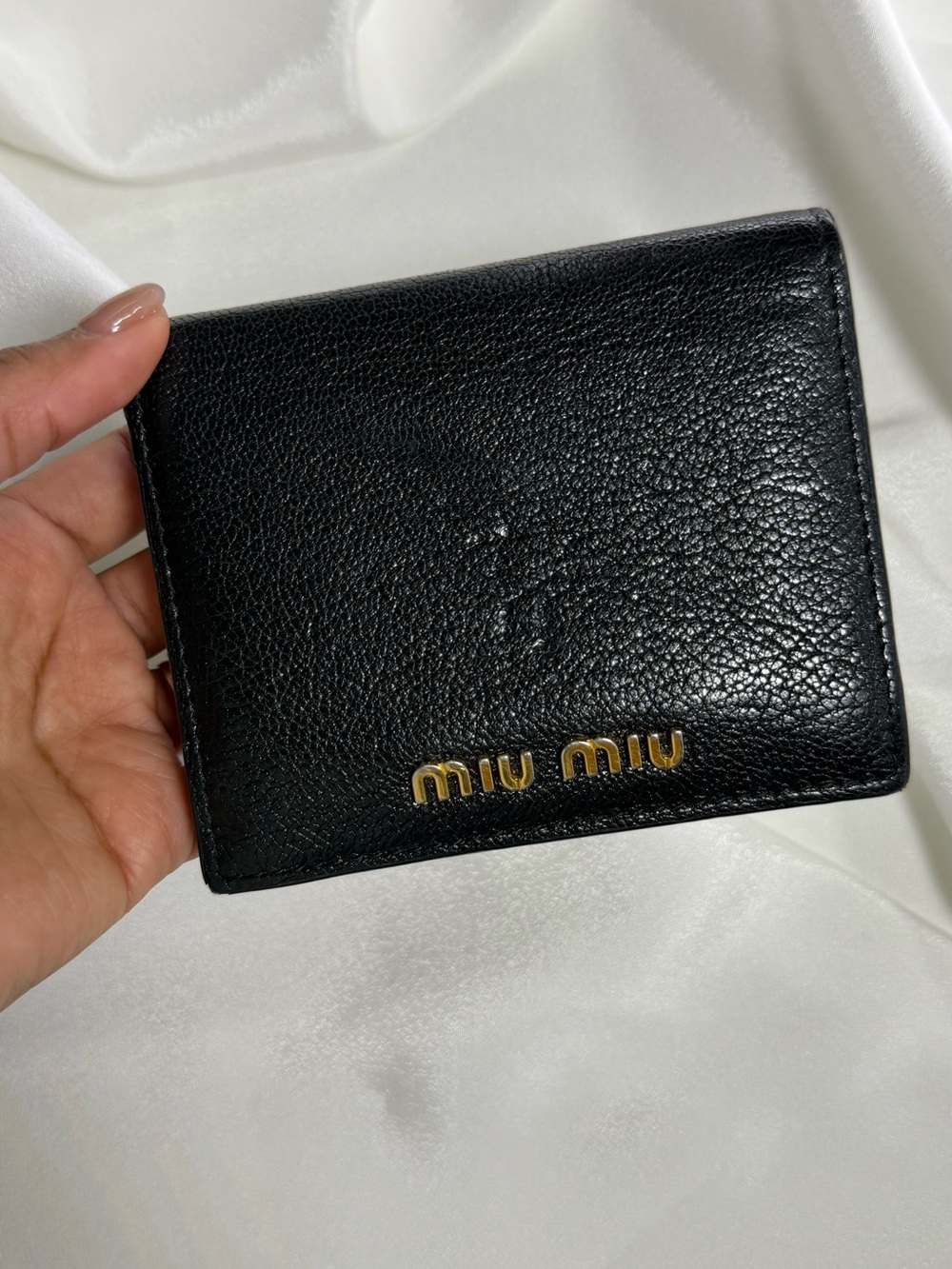 Miu Miu Black Leather Compact Wallet